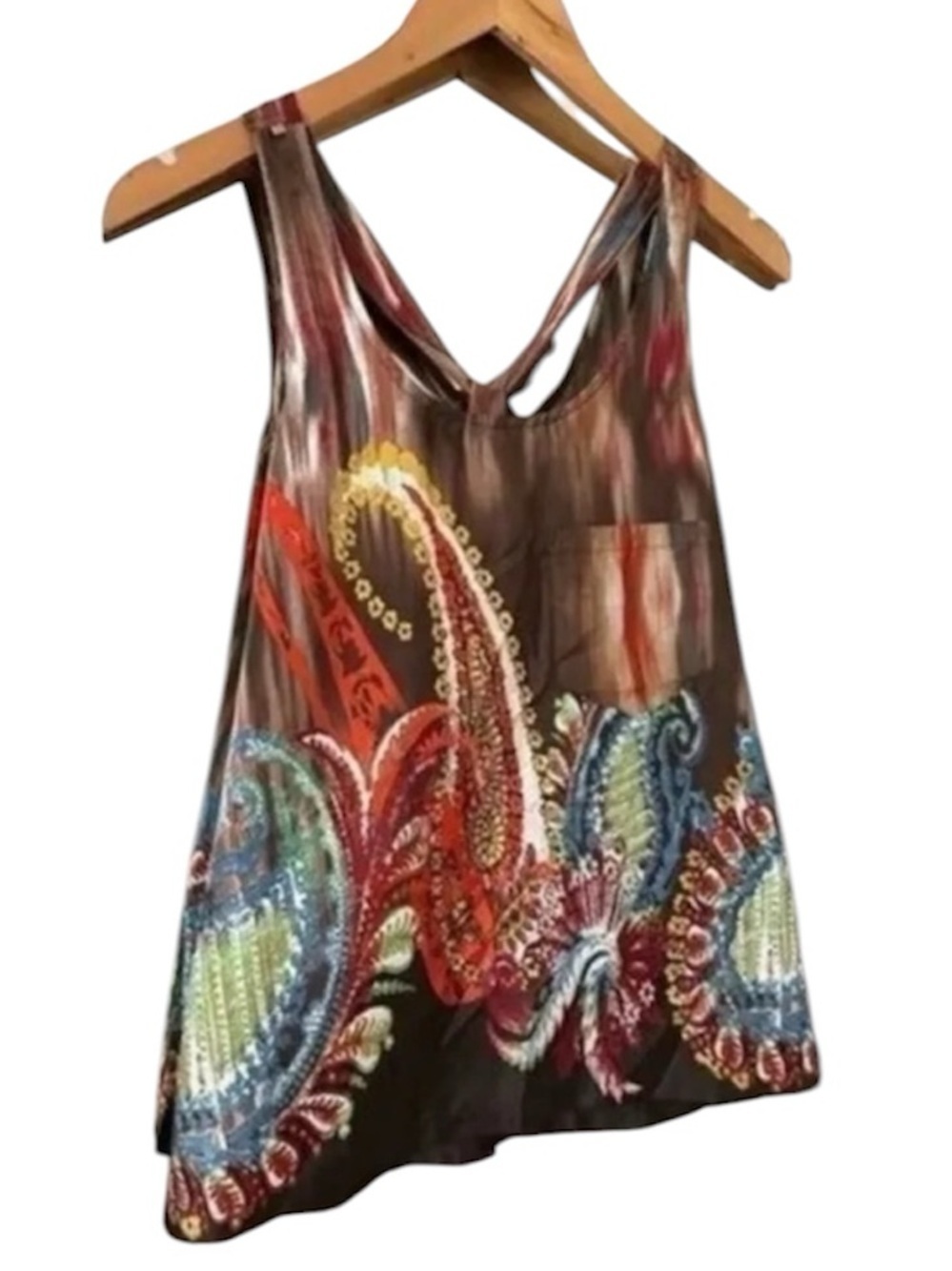 BOHO CHIC Paisley Embroidered Tunic Top – Gold Thread & Sequins – Size S